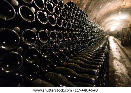 Store bottles in the basement at the champagne factory