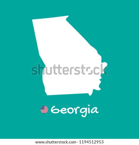Vector detailed map of Georgia isolated on blue background. Silhouette or borders of USA state. Vector illustration