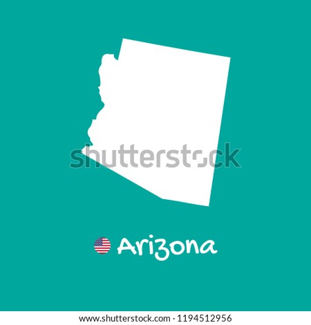 Vector detailed map of Arizona isolated on blue background. Silhouette or borders of USA state. Vector illustration