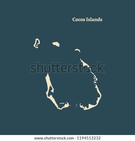 Outline map of Cocos Islands. Vector illustration. 