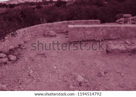 Old style photo of the Tombs of the Kings in Paphos. Cyprus island. Ancient view