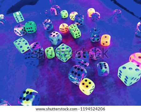 Neon cyber dices in an blacklight area