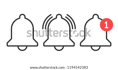 Notification icon. Vector bell icons in line art style Royalty-Free Stock Photo #1194542383