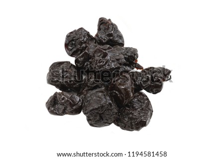 Preserved prune on white background.