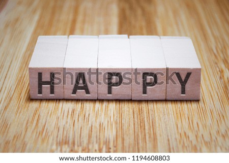 Happy Word In Wooden Cube Stamp