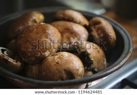 Closeup of brown cremini mushrooms