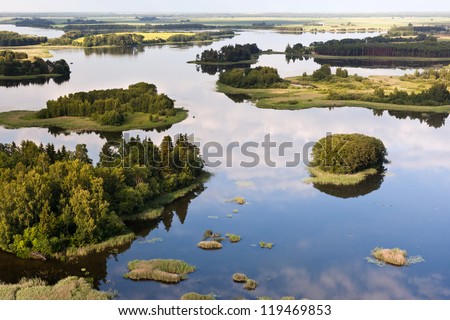 Lake in Lithuania at summer, Europe Royalty-Free Stock Photo #119469853