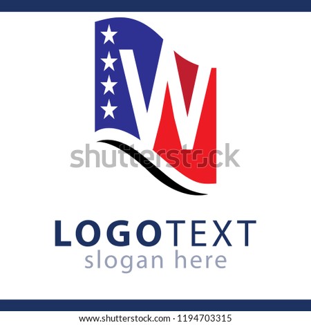 Vector letter W logo design for American flag