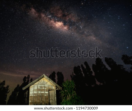 Milkyway cast over little hut