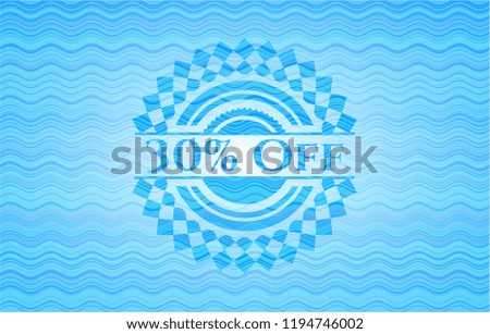 30% Off water wave representation badge background.