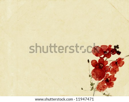 lovely light brown background image with interesting texture, floral elements and plenty of space for text