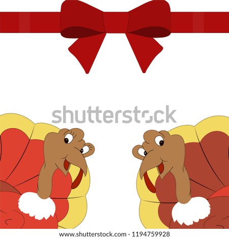 Thanksgiving day poster turkey and bow illustration isolated on background