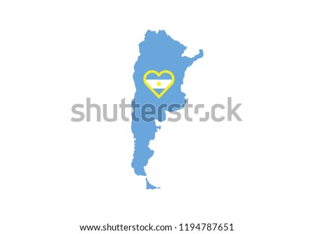 Argentina outline map country shape heart symbol love state borders
