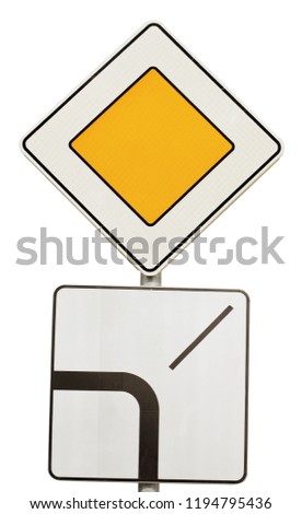 Road signs isolated on white background