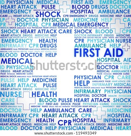 First aid sign - word cloud abstract