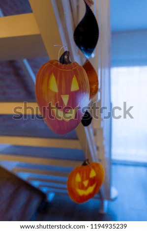 Halloween paper garland with pumpkin