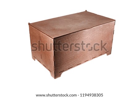 wooden box with lid closed, isolate