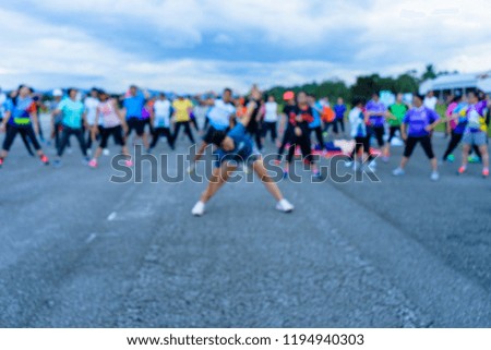 Blurred picture of people warm up before running,northern Thailand.