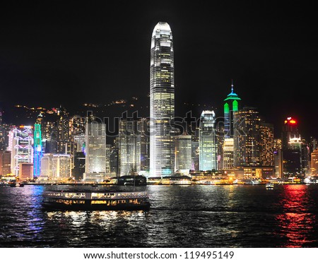 Skyline of Hong Kong island from Kowloon island