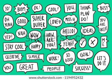 Collection of speech bubbles on green background vector