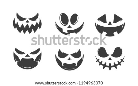 Halloween pumpkin faces vector illustration Royalty-Free Stock Photo #1194963070