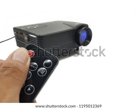 Remote control projector On a white background.