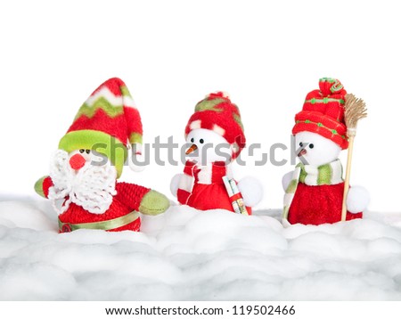 Happy winter snowman friends and Santa Claus