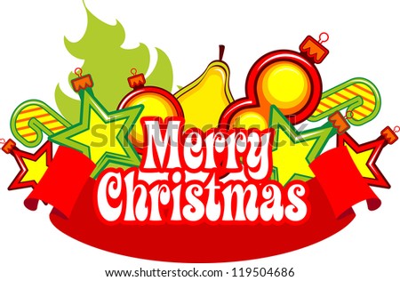 holiday writing Merry Christmas Christmas banner with elements of holiday decorations
