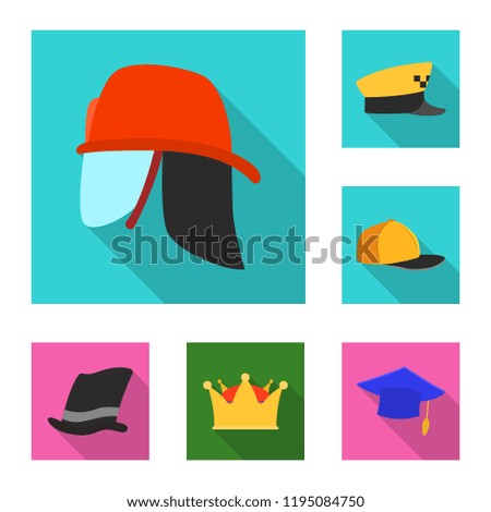 Isolated object of headgear and cap symbol. Collection of headgear and accessory stock symbol for web.
