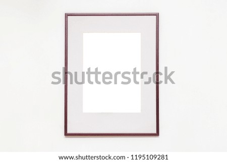 Blank empty frame in art gallery. Museum exhibition white clipping path