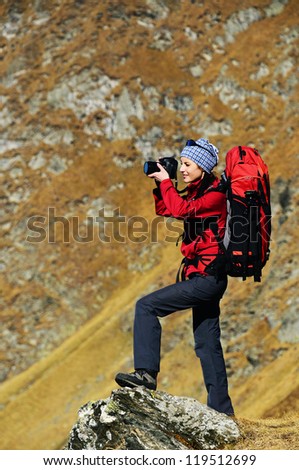 Nature photographer shooting in the mountains