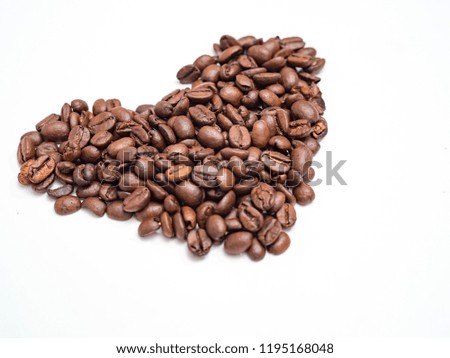 Coffee beans isolated on white background with copyspace for text. Coffee background or texture concept.