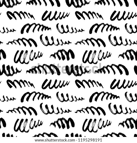 Seamless pattern with swirled lines. Spring imitation. Freehand brush strokes. Modern monochrome texture. Simple geometric texture. 