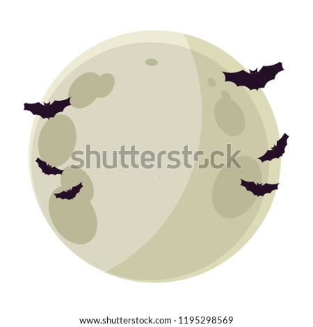 full moon night with bats flying