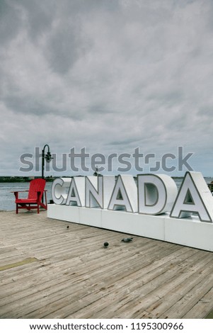 Canada sign in Halifax harbor. Halifax, Nova Scotia, Canada.