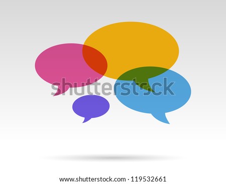 color transparent speech bubbles in conversation