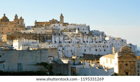 Panoramic banner view of the white city Ostuni, Apulia, southern Italy