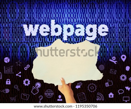 webpage, hands holding blank paper - illustrator