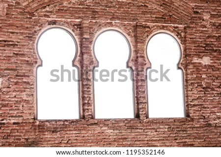 Brick castle window as isolated frame