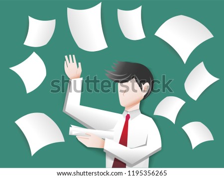 A businessman throwing a paper into the air