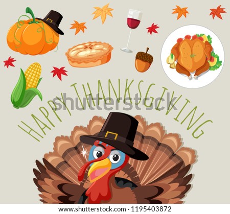 Set of thanksgiving food illustration