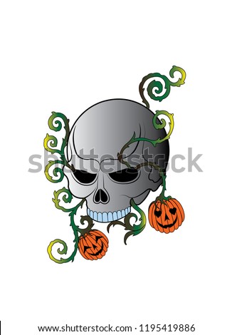 Art Surreal Skull Color Tattoo. Hand drawing and make graphic vector.