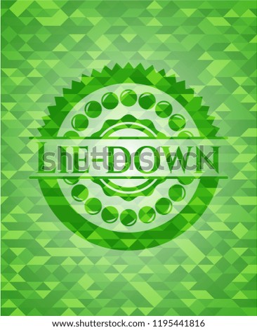Lie-down green mosaic emblem