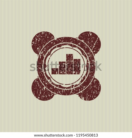 Red chart icon inside distressed grunge seal