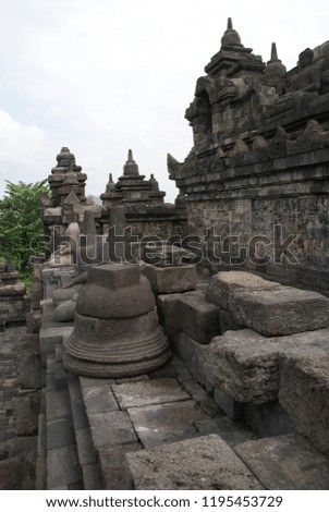 Borobudur, or Barabudur is a 9th-century Mahayana Buddhist temple in Magelang Regency, not far from the town of Muntilan, in Central Java, Indonesia. It is the world's largest Buddhist temple. 