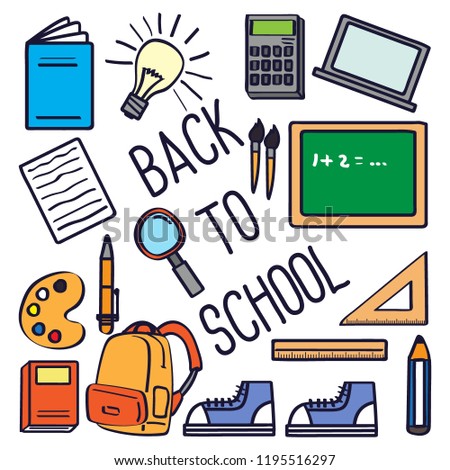 Back to school. cute school supplies icons that can be used for school themes. vector illustration