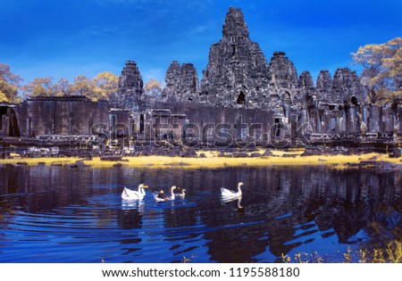 Bayon temple in Angkor Watt complex, Cambodia 
 Royalty-Free Stock Photo #1195588180