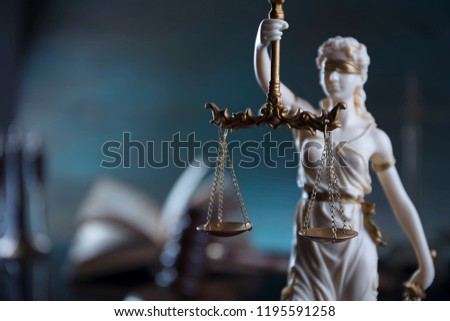 lady justice, scales, books. Law concept.