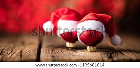 Festive Christmas decoration over wooden board background