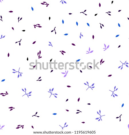 Dark Pink, Blue vector seamless natural artwork with leaves. Colorful abstract illustration with leaves in doodle style. Template for business cards, websites.